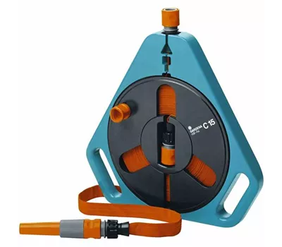 Gardena Gartenschlauchtrommel mit Armaturen 15m Grau, Schwarz, Orange