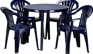 Gartentisch Lisa Ø 90 H 73 cm blau Kunststoff