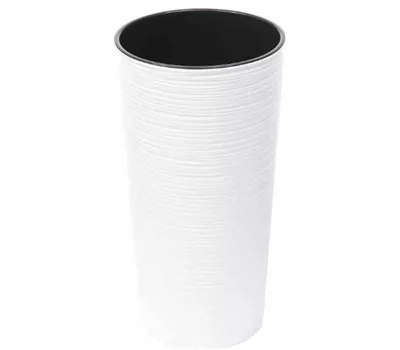 Siena Garden Pflanzkübel Locon, rund, Ø 30x57,0 cm Rillenoptik in weiß Kunststoff 