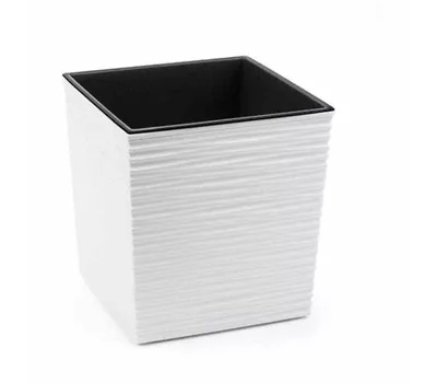 Siena Garden Pflanzkübel Biron, eckig, 30x30x31,0 cm Rillenoptik weiß Kunststoff